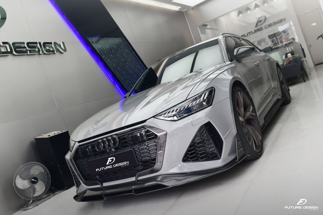Future Design Blaze Carbon Fiber FRONT GRILL SIDE OVERLAY for Audi RS6 RS7 C8 2020-ON - Performance SpeedShop