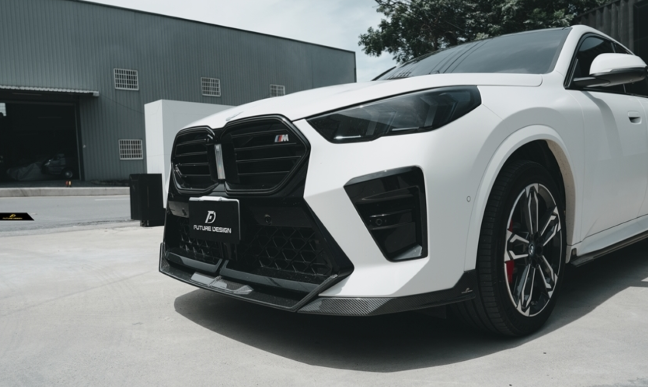 BMW X2 IX2 M35i sDrive28i xDrive28i U10 (with M-Sport bumper) 2024-ON with Aftermarket Parts - V2 Front Lip Pre-preg Carbon Fiber / FRP from Future Design