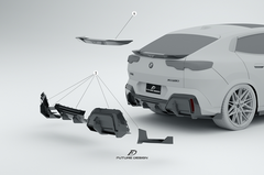 BMW X2 IX2 sDrive28i xDrive28i U10 (with M-Sport bumper) 2024-ON with Aftermarket Parts - Rear Diffuser Pre-preg Carbon Fiber / FRP from Future Design