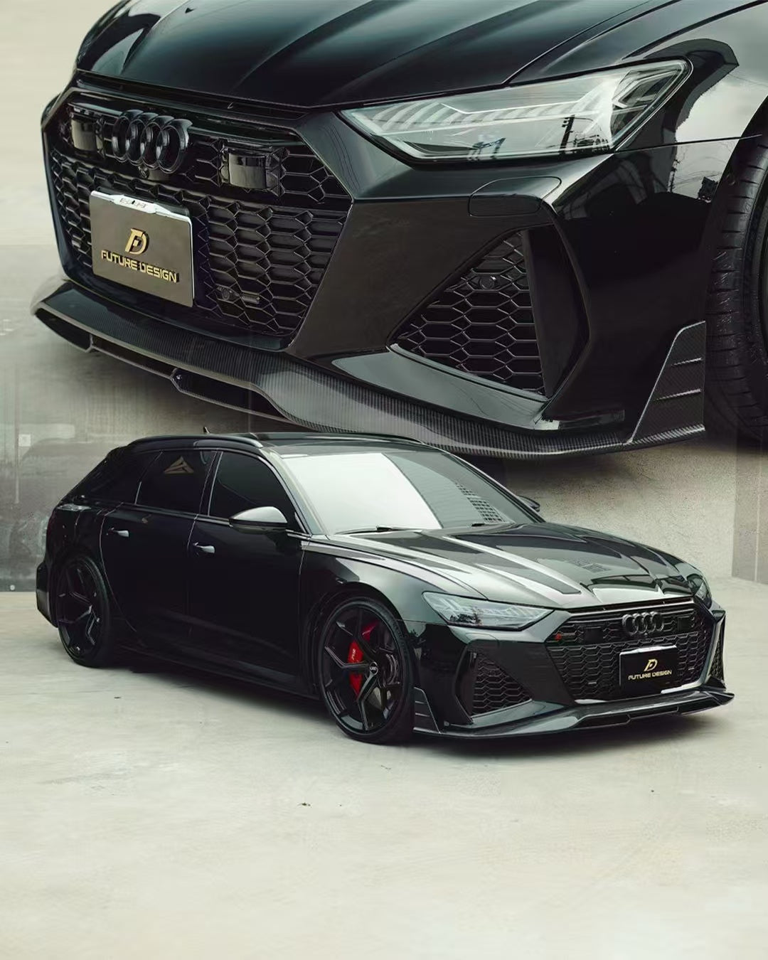 Future Design Blaze Carbon Fiber FRONT LIP SPLITTER for Audi RS6 RS7 C8 2020-ON - Performance SpeedShop