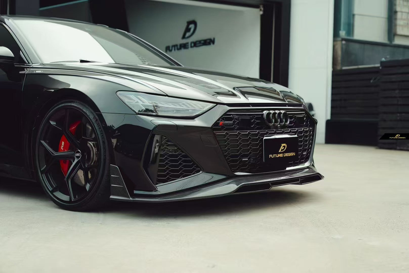 Future Design Blaze Carbon Fiber FRONT LIP SPLITTER for Audi RS6 RS7 C8 2020-ON - Performance SpeedShop