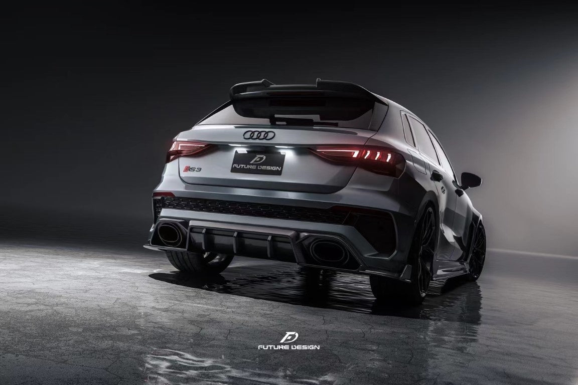 Audi RS3 8Y 2022 2023 2024 with Aftermarket Parts - V1 Rear Diffuser & Canards Pre-preg Carbon Fiber from Future Design