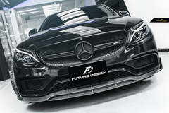 Future Design Carbon B Style Carbon Fiber Front Lip for W205 C63 C63S AMG Sedan Coupe 2015-2021