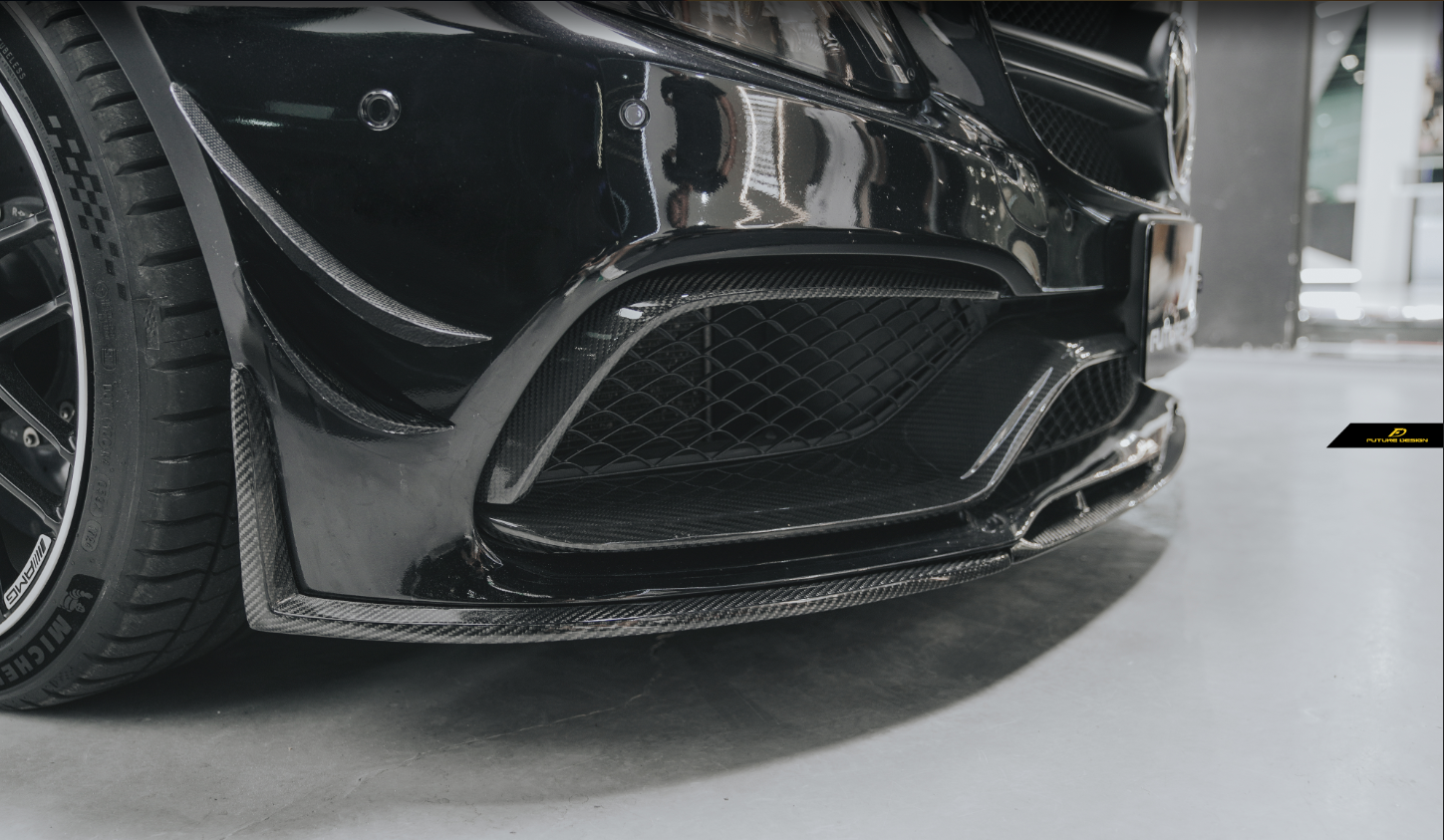 Mercedes Benz C-Class C63S C63 AMG W205 Coupe Convertible (suitable for both pre-facelift and facelift) 2015 2016 2017 2018 2019 2020 2021 2022 2023 with Aftermarket Parts - ED1 Front Lip Carbon Fiber / FRP