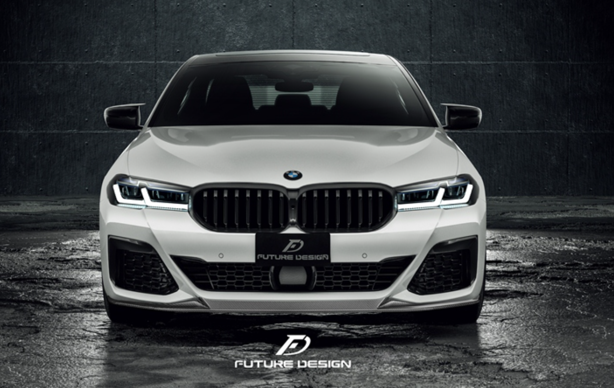 BMW 5 Series M550i 540i (With M-Package Bumper) G30 G31 LCI 2021 2022 2023 with Aftermarket Parts - MTECH Front Lip Carbon Fiber / FRP