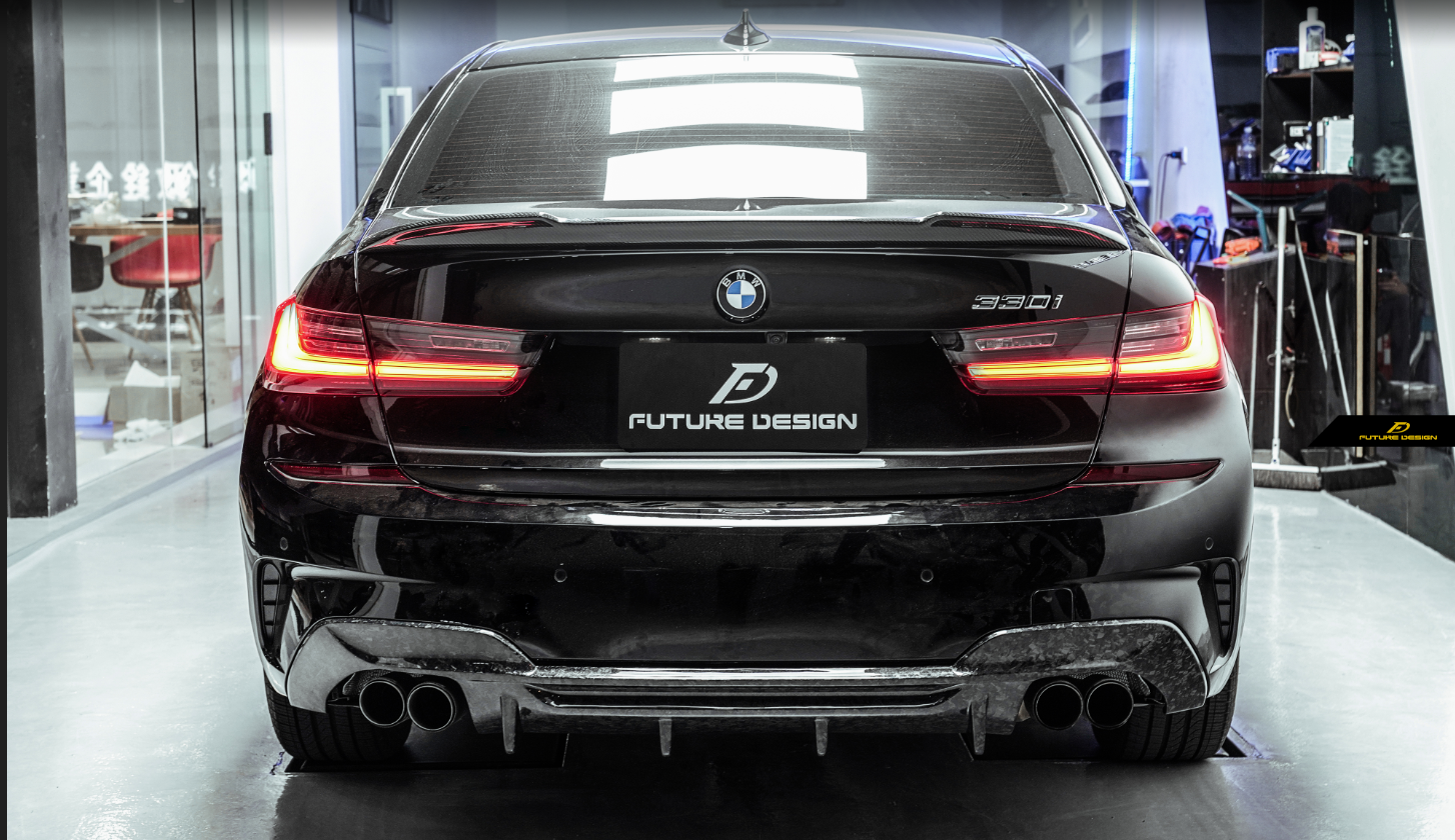BMW 3 Series 330i M340i G20 G21 Pre-LCI (fitment for 330i requires M-Sport package bumper) 2020 2021 2022 with Aftermarket Parts - MTECH Rear Diffuser Carbon Fiber / FRP