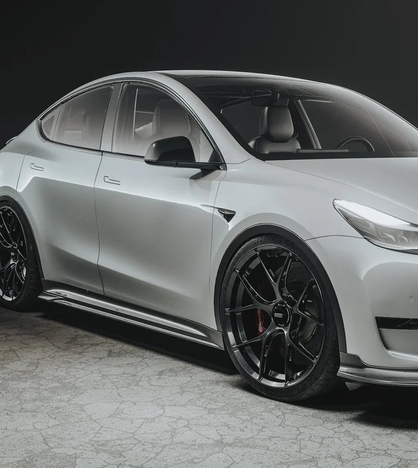 Tesla Model Y Performance AWD Long Range RWD Standard 2020 2021 2022 2023 2024 2025 with Aftermarket Parts - Side Skirts Carbon Fiber / FRP