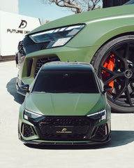 Audi RS3 8Y 2022 2023 2024 with Aftermarket Parts - V1 Front Lip Splitter Pre-preg Carbon Fiber from Future Design