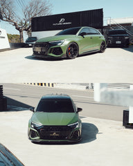 Audi RS3 8Y 2022 2023 2024 with Aftermarket Parts - V1 Front Lip Splitter Pre-preg Carbon Fiber from Future Design