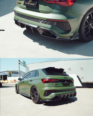 Audi RS3 8Y 2022 2023 2024 with Aftermarket Parts - V1 Rear Diffuser & Canards Pre-preg Carbon Fiber from Future Design