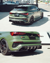 Audi RS3 8Y 2022 2023 2024 with Aftermarket Parts - V1 Rear Diffuser & Canards Pre-preg Carbon Fiber from Future Design