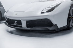 Ferrari 488 GTB & Spider 2016 2017 2018 2019 2020 with Aftermarket Parts - NVT Style Front Corner Splitter Carbon Fiber / FRP from Future Design