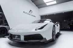 Ferrari 488 GTB & Spider 2016 2017 2018 2019 2020 with Aftermarket Parts - NVT Style Front Corner Splitter Carbon Fiber / FRP from Future Design