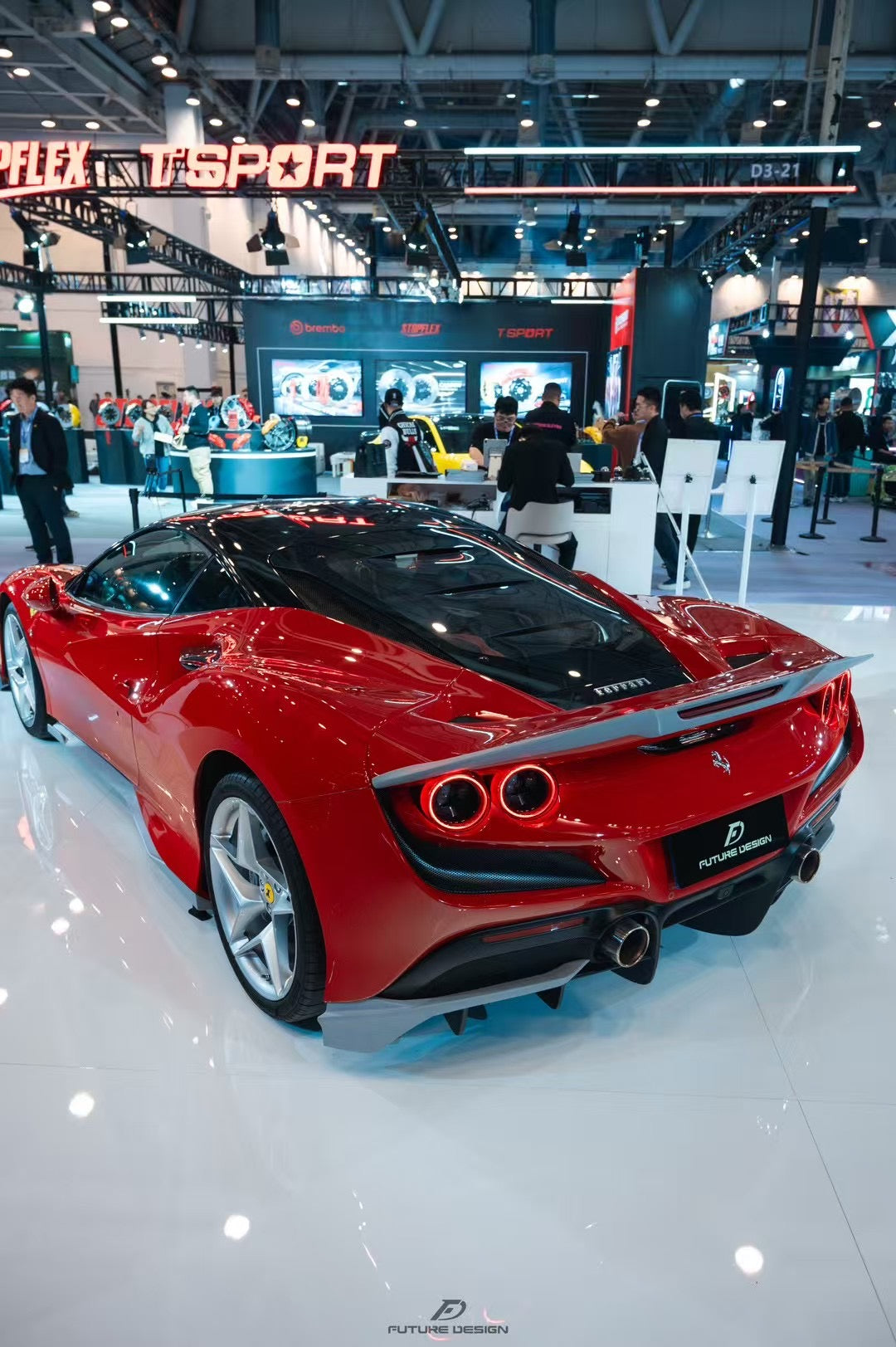 Ferrari F8 Tributo F8 Spider 2020 2021 2022 2023 with Aftermarket Parts - Rear Spoiler Carbon Fiber / FRP from Future Design