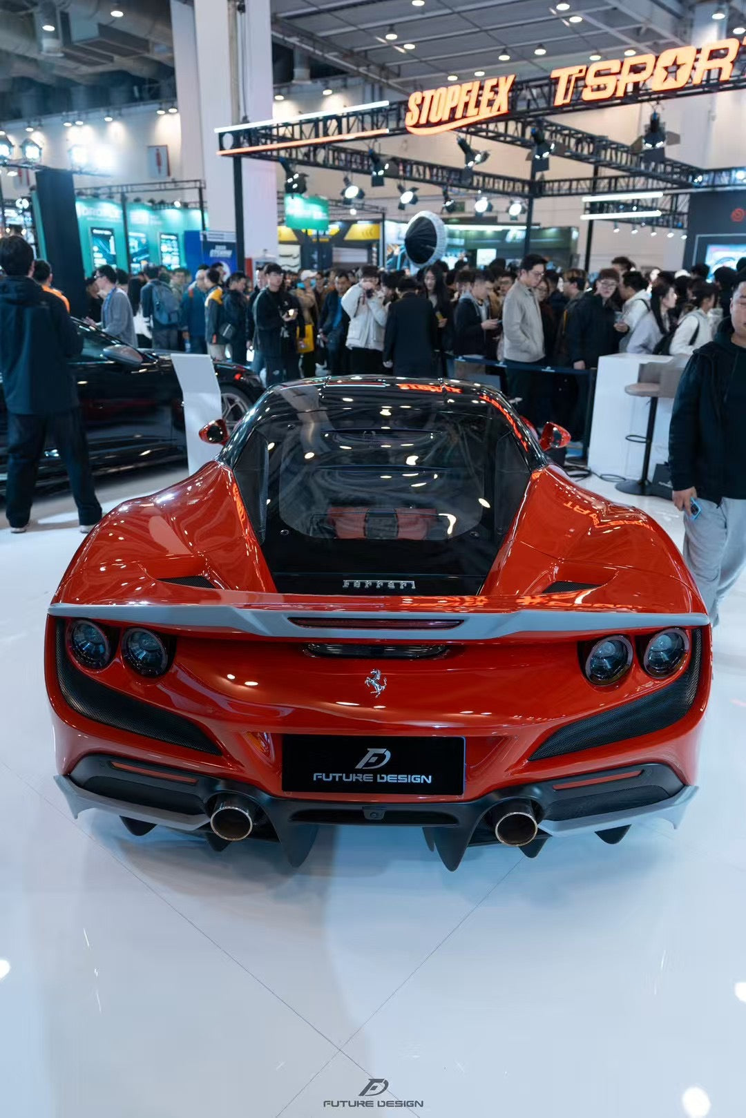 Ferrari F8 Tributo F8 Spider 2020 2021 2022 2023 with Aftermarket Parts - Rear Spoiler Carbon Fiber / FRP from Future Design