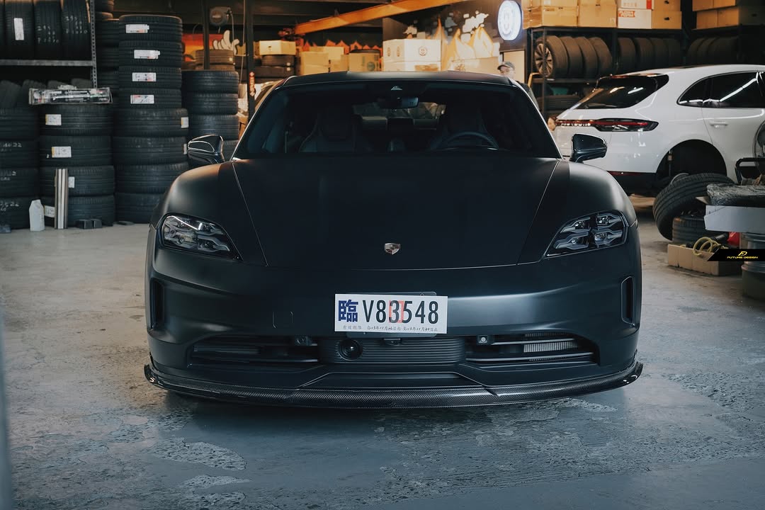 Future Design FD V1 Carbon Fiber FRONT LIP SPLITTER for Porsche Taycan Base & 4S - Performance SpeedShop