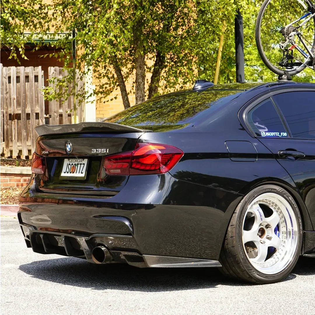 BMW 3 Series 340i 335i 330i 328i 320i 318i 335d 330d 325d 320d 318d 316d F30 Sedan 2012 2013 2014 2015 2016 2017 2018 2019 with Aftermarket Parts - Rear Lip Spoiler Carbon Fiber from Geex Village
