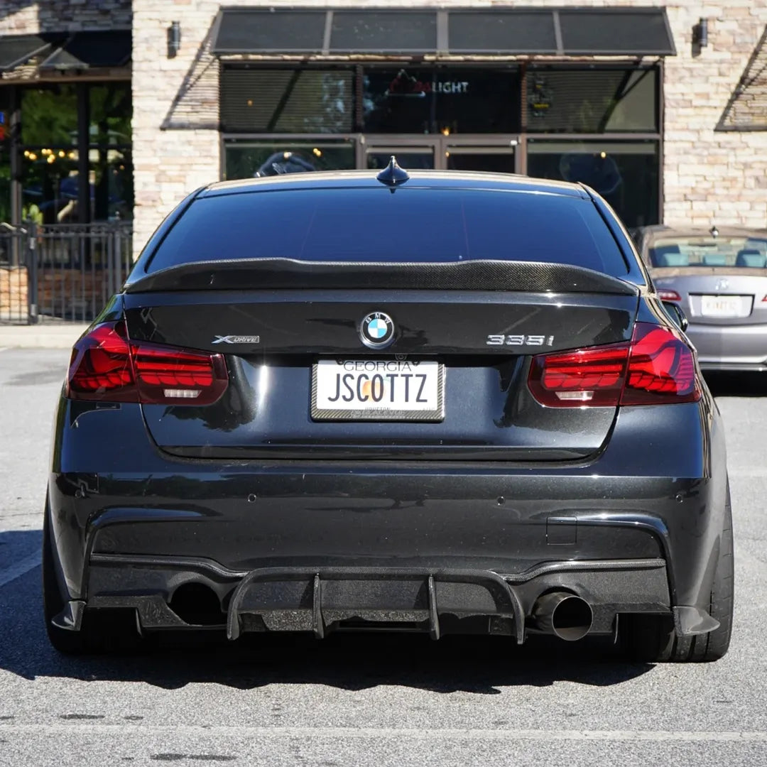 BMW 3 Series M Sport 340i 335i F30 2012 2013 2014 2015 2016 2017 2018 2019 with Aftermarket Parts - Rear Diffuser & Rear Diffuser Undertray Carbon Fiber from Geex Village