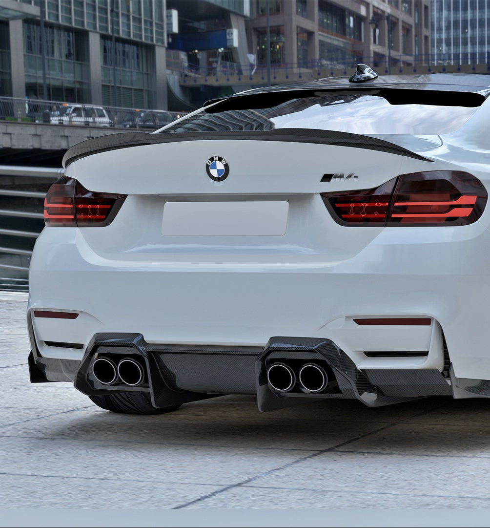 BMW 4 Series 440i 435i 430i 428i F32 Coupe 2014 2015 2016 2017 2018 2019 2020 & M4 F82 Coupe 2014 2015 2016 2017 2018 2019 2020 with Aftermarket Parts - Rear Lip Spoiler Carbon Fiber from Geex Village