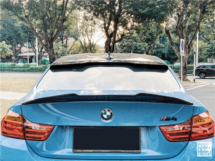 BMW 4 Series 440i 435i 430i 428i F32 Coupe 2014 2015 2016 2017 2018 2019 2020 & M4 F82 Coupe 2014 2015 2016 2017 2018 2019 2020 with Aftermarket Parts - Rear Roof Spoiler Carbon Fiber from Geex Village