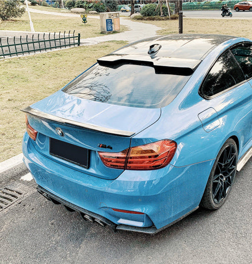BMW 4 Series 440i 435i 430i 428i F32 Coupe 2014 2015 2016 2017 2018 2019 2020 & M4 F82 Coupe 2014 2015 2016 2017 2018 2019 2020 with Aftermarket Parts - Rear Roof Spoiler Carbon Fiber from Geex Village