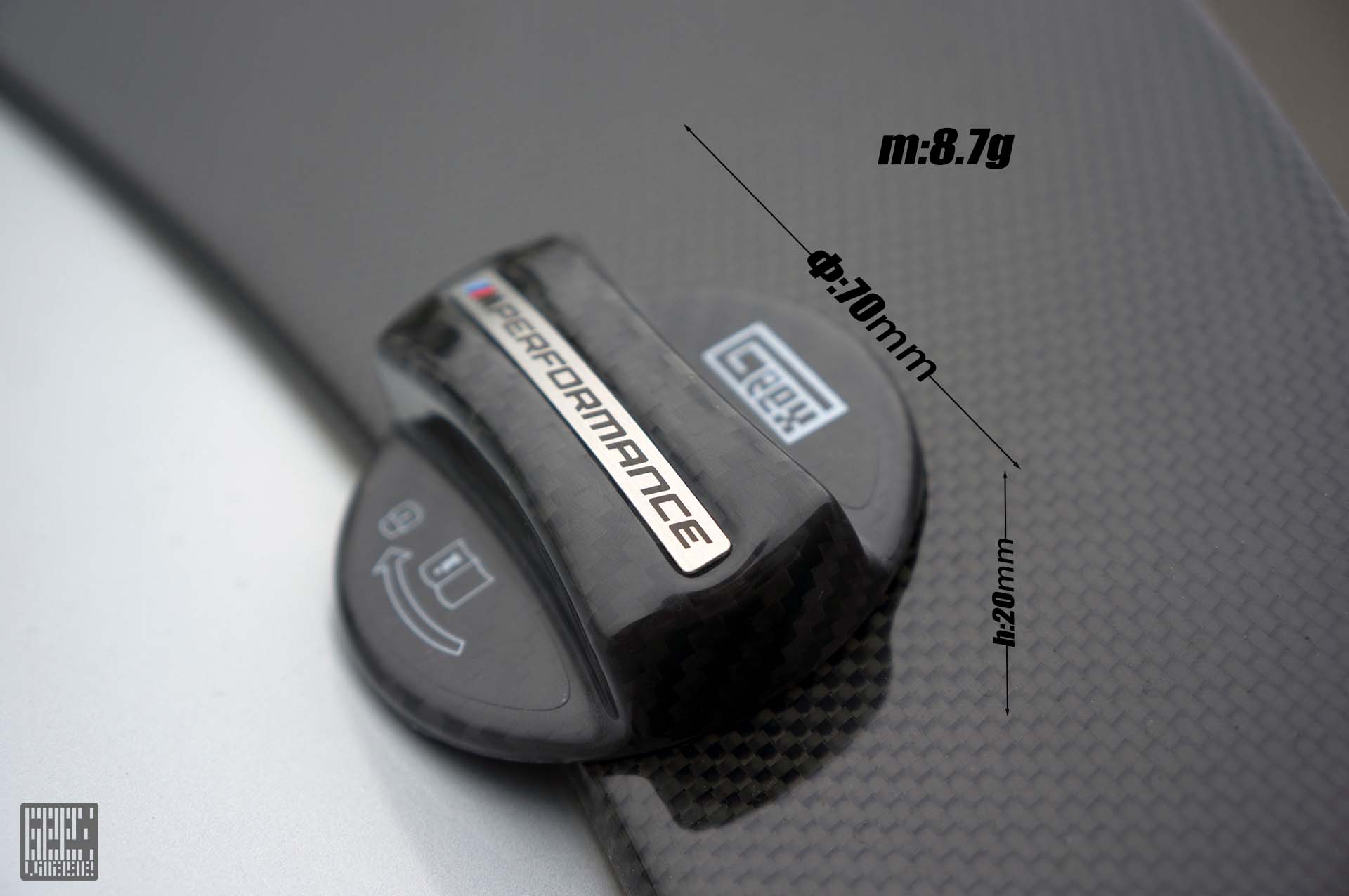 BMW M3 M3C M3CS F80 F81 2014 2015 2016 2017 2018 & M4 M4C M4CS M4CSL F82 F83 2014 2015 2016 2017 2018 2019 2020 with Aftermarket Parts - MP M Performance Style Fuel Filler Cap Carbon Fiber from Geex Village
