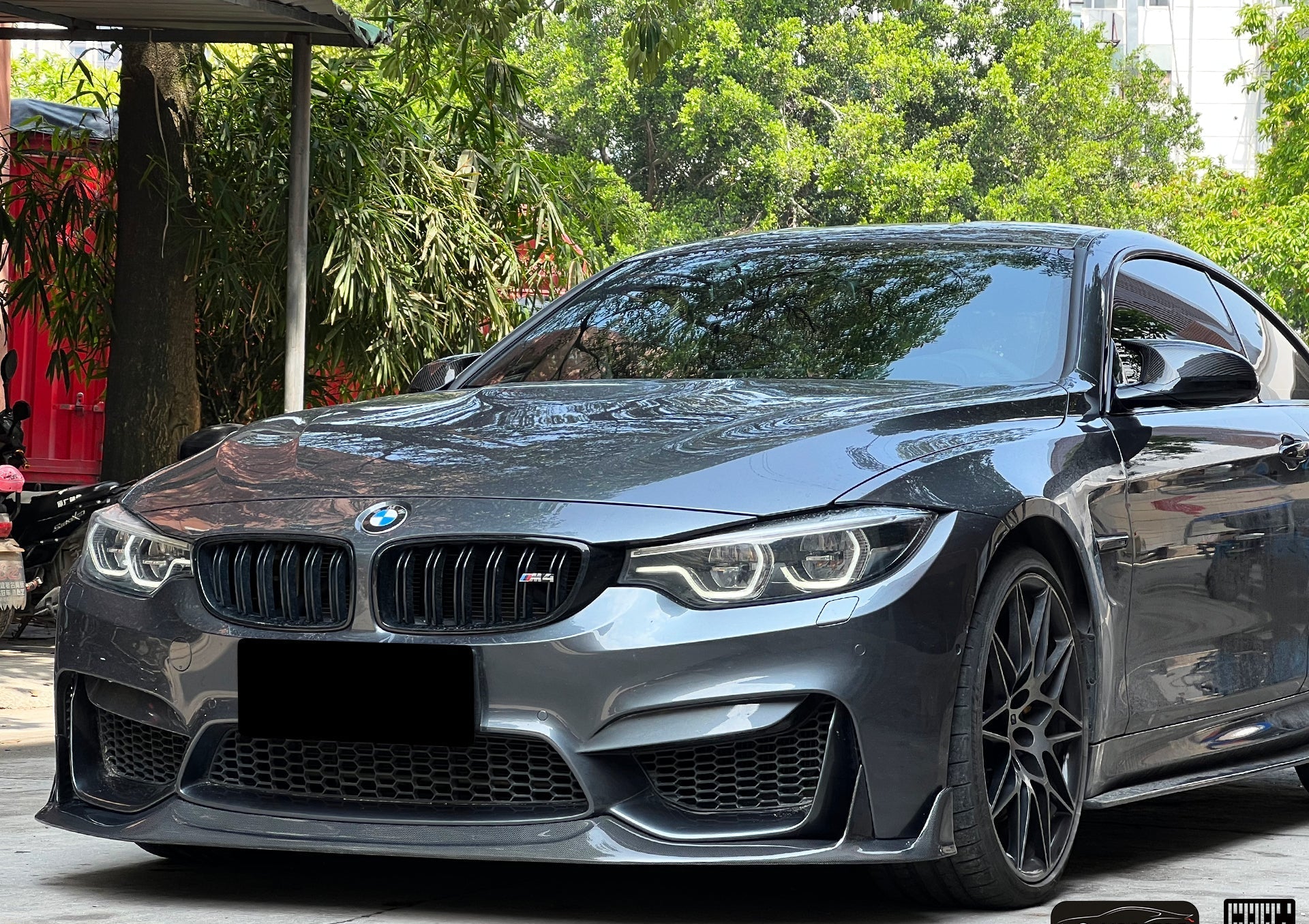 BMW M3CS M3C M3 F81 F80 2014 2015 2016 2017 2018 & M4CS M4C M4 F83 F82 2014 2015 2016 2017 2018 2019 2020 with Aftermarket Parts - Front Lip Carbon Fiber from Geex Village