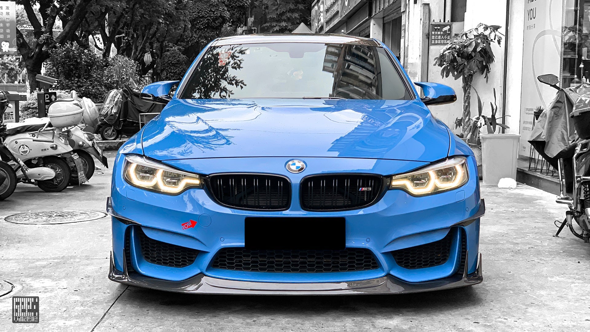 BMW M3CS M3C M3 F81 F80 2014 2015 2016 2017 2018 & M4CS M4C M4 F83 F82 2014 2015 2016 2017 2018 2019 2020 with Aftermarket Parts - Front Lip Carbon Fiber from Geex Village
