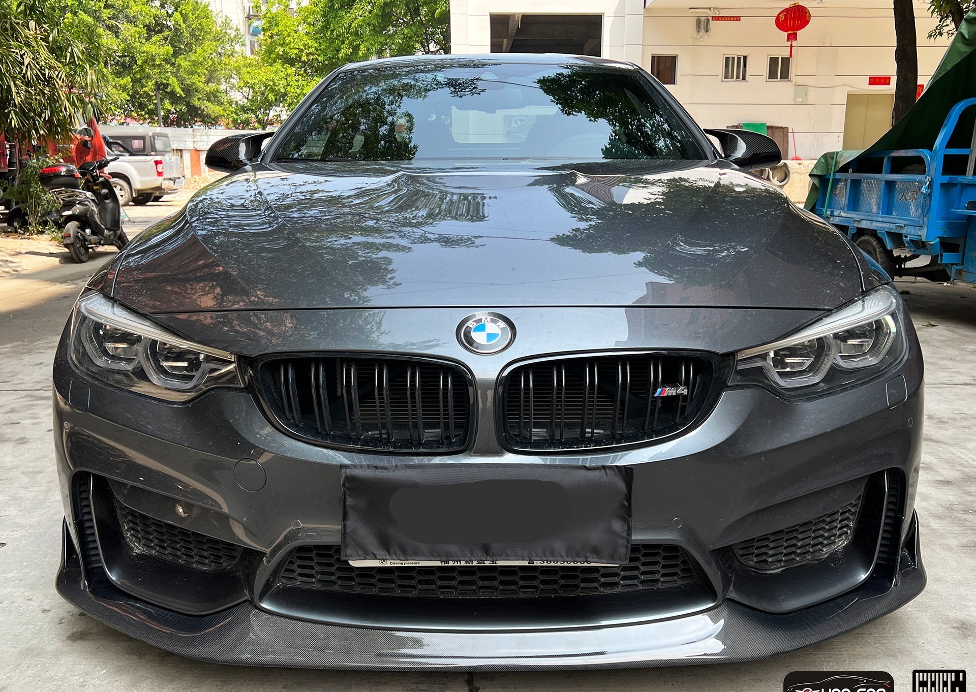 BMW M3CS M3C M3 F81 F80 2014 2015 2016 2017 2018 & M4CS M4C M4 F83 F82 2014 2015 2016 2017 2018 2019 2020 with Aftermarket Parts - Front Lip Carbon Fiber from Geex Village
