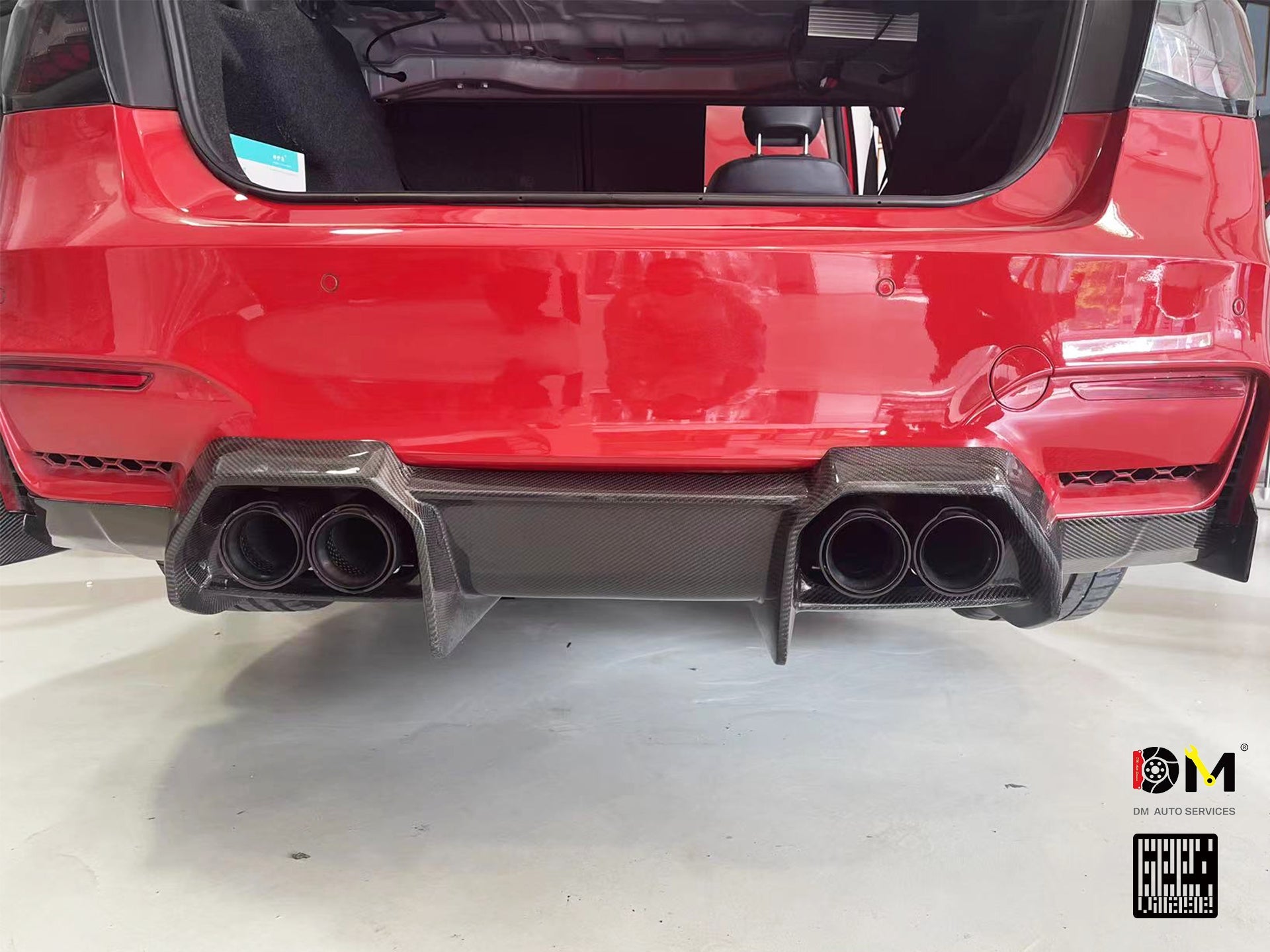 BMW M3CS M3C M3 F81 F80 2014 2015 2016 2017 2018 & M4CS M4C M4 F83 F82 2014 2015 2016 2017 2018 2019 2020 with Aftermarket Parts - Rear Diffuser & Rear Diffuser Undertray Pre-preg Carbon Fiber from Geex Village