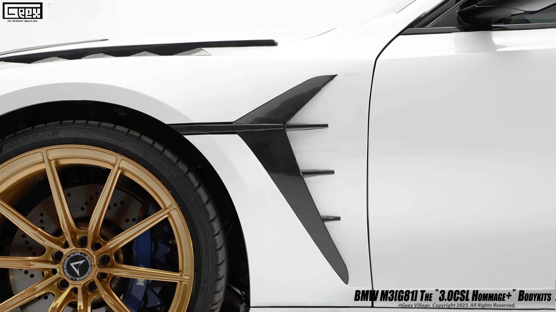 BMW M3CS M3C M3 G80 G81 2021-ON with Aftermarket Parts - Hommage+ Front Fenders Carbon Fiber from Geex Village