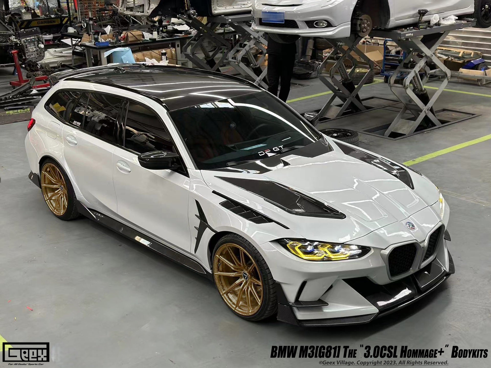 BMW M3CS M3C M3 G80 G81 2021-ON with Aftermarket Parts - Hommage+ Front Fenders Carbon Fiber from Geex Village