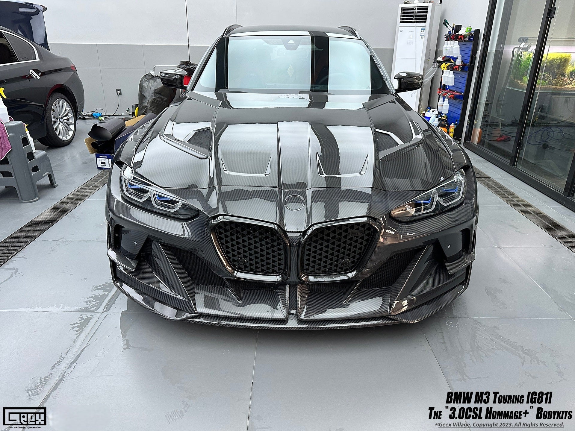 BMW M3CS M3C M3 G80 G81 2021-ON & M4CSL M4CS M4C M4 G82 G83 2021-ON with Aftermarket Parts - Front Bumper Kit Carbon Fiber from Geex Village