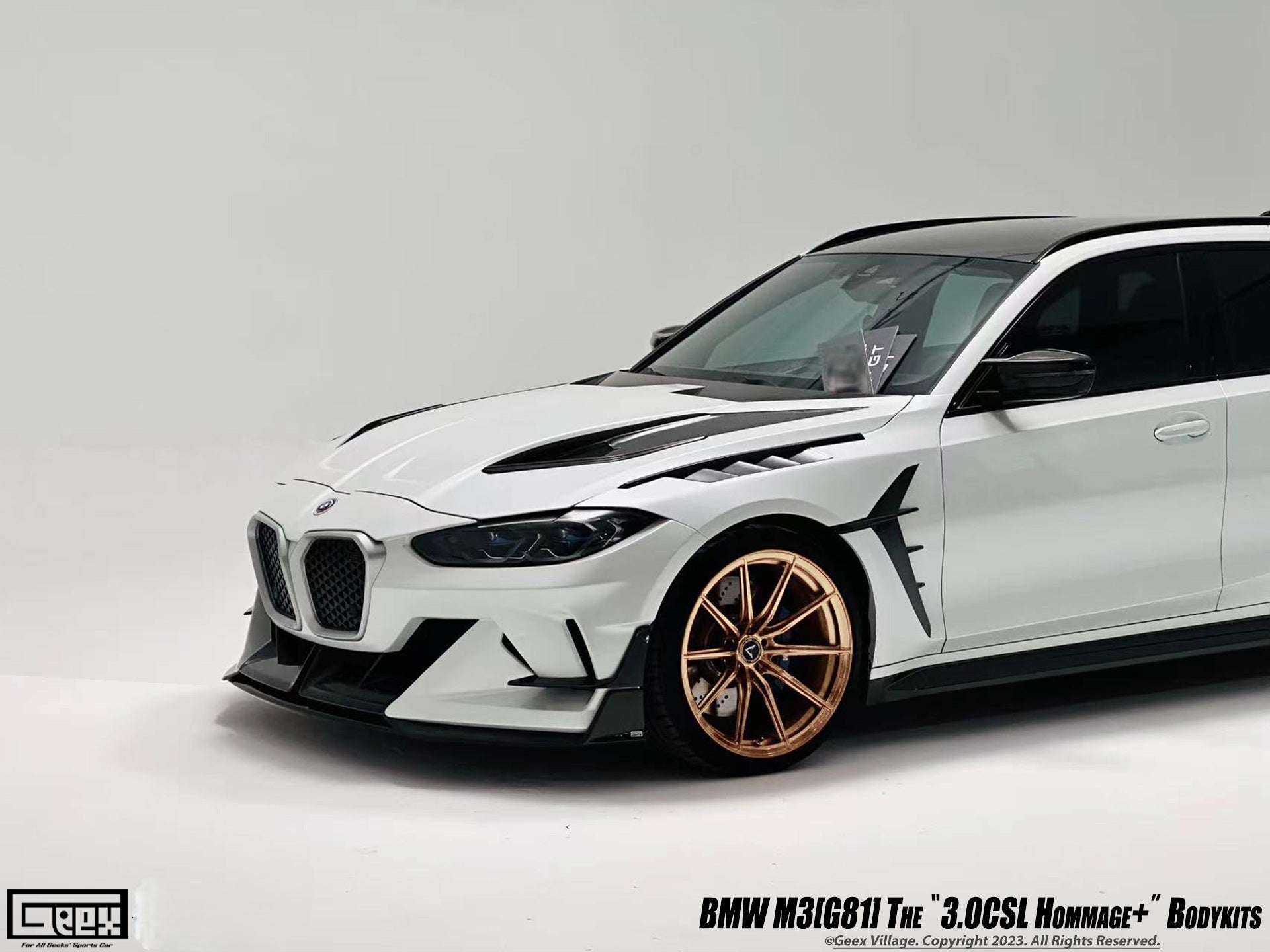 BMW M3CS M3C M3 G80 G81 2021-ON & M4CSL M4CS M4C M4 G82 G83 2021-ON with Aftermarket Parts - Front Bumper Kit Carbon Fiber from Geex Village