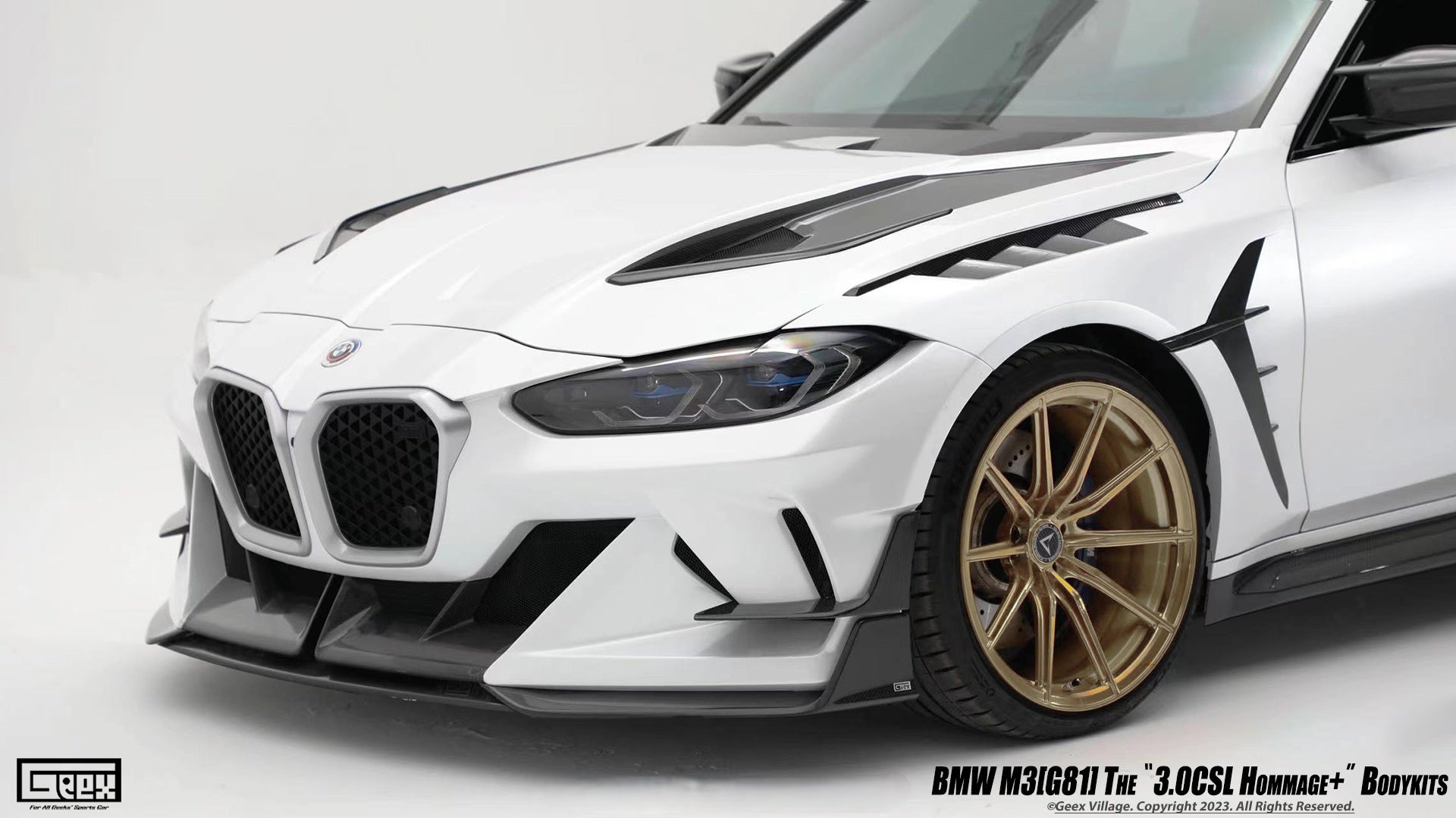 BMW M3CS M3C M3 G80 G81 2021-ON & M4CSL M4CS M4C M4 G82 G83 2021-ON with Aftermarket Parts - Front Bumper Kit Carbon Fiber from Geex Village