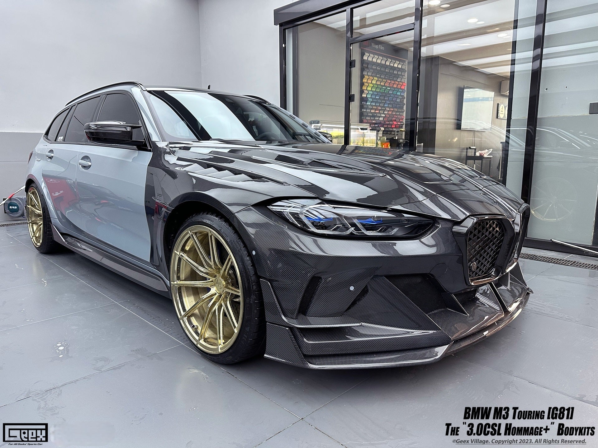 BMW M3CS M3C M3 G80 G81 2021-ON & M4CSL M4CS M4C M4 G82 G83 2021-ON with Aftermarket Parts - Front Bumper Kit Carbon Fiber from Geex Village