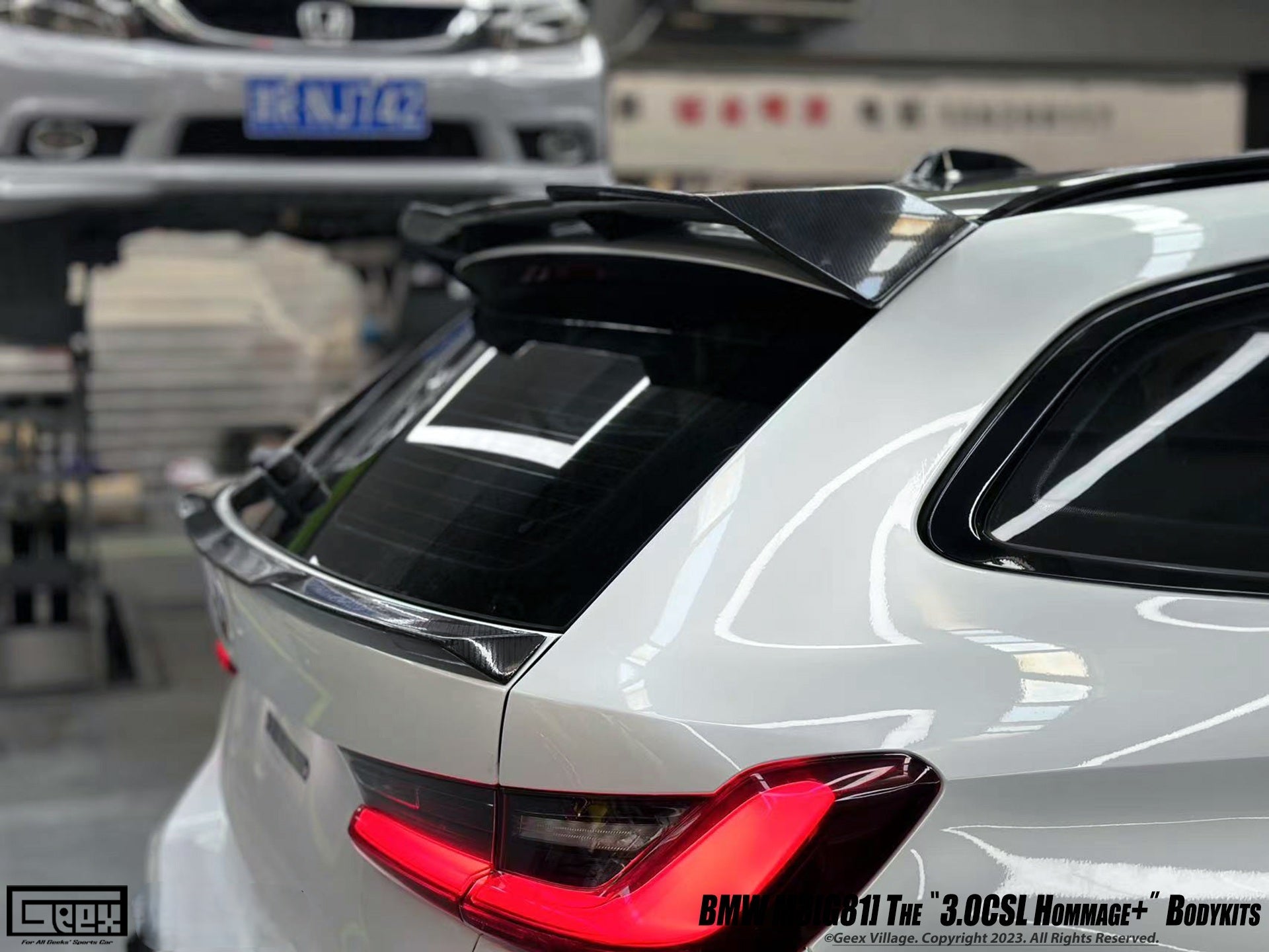 BMW M3CS M3C M3 G81 2021-ON & 3 Series M340i 330i G21 (Fits Both Pre-LCI & LCI) 2019-ON with Aftermarket Parts - Hommage+ Rear Spoiler Dry Pre-preg Carbon Fiber from Geex Village
