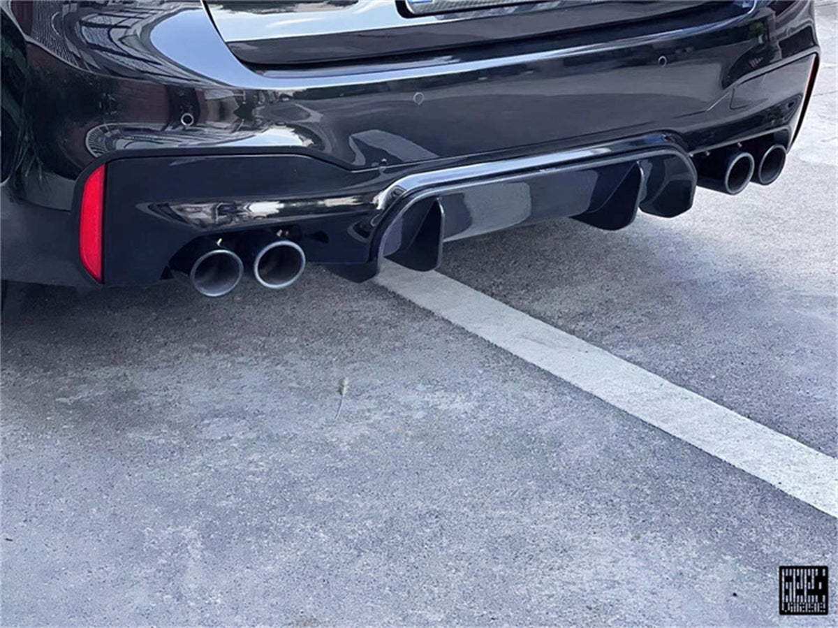 BMW M5C M5 F90 (Fits both Pre-LCI & LCI) 2018 2019 2020 2021 2022 2023 2024 with Aftermarket Parts - Center Rear Diffuser Replacement Carbon Fiber from Geex Village