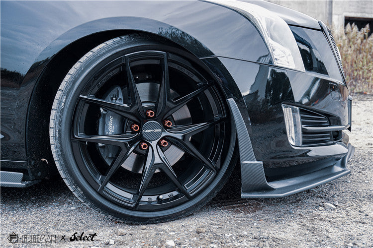 Cadillac ATS Turbo Luxury Performance Premium 2015 2016 2017 2018 2019 with Aftermarket Parts - Front Lip & Air Diverter Canards Carbon Fiber from Geex Village