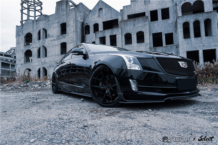 Cadillac ATS Turbo Luxury Performance Premium 2015 2016 2017 2018 2019 with Aftermarket Parts - Front Lip & Air Diverter Canards Carbon Fiber from Geex Village
