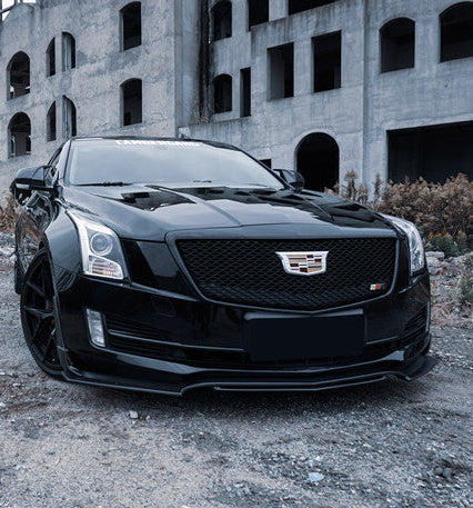 Cadillac ATS Turbo Luxury Performance Premium 2015 2016 2017 2018 2019 with Aftermarket Parts - Front Lip & Air Diverter Canards Carbon Fiber from Geex Village