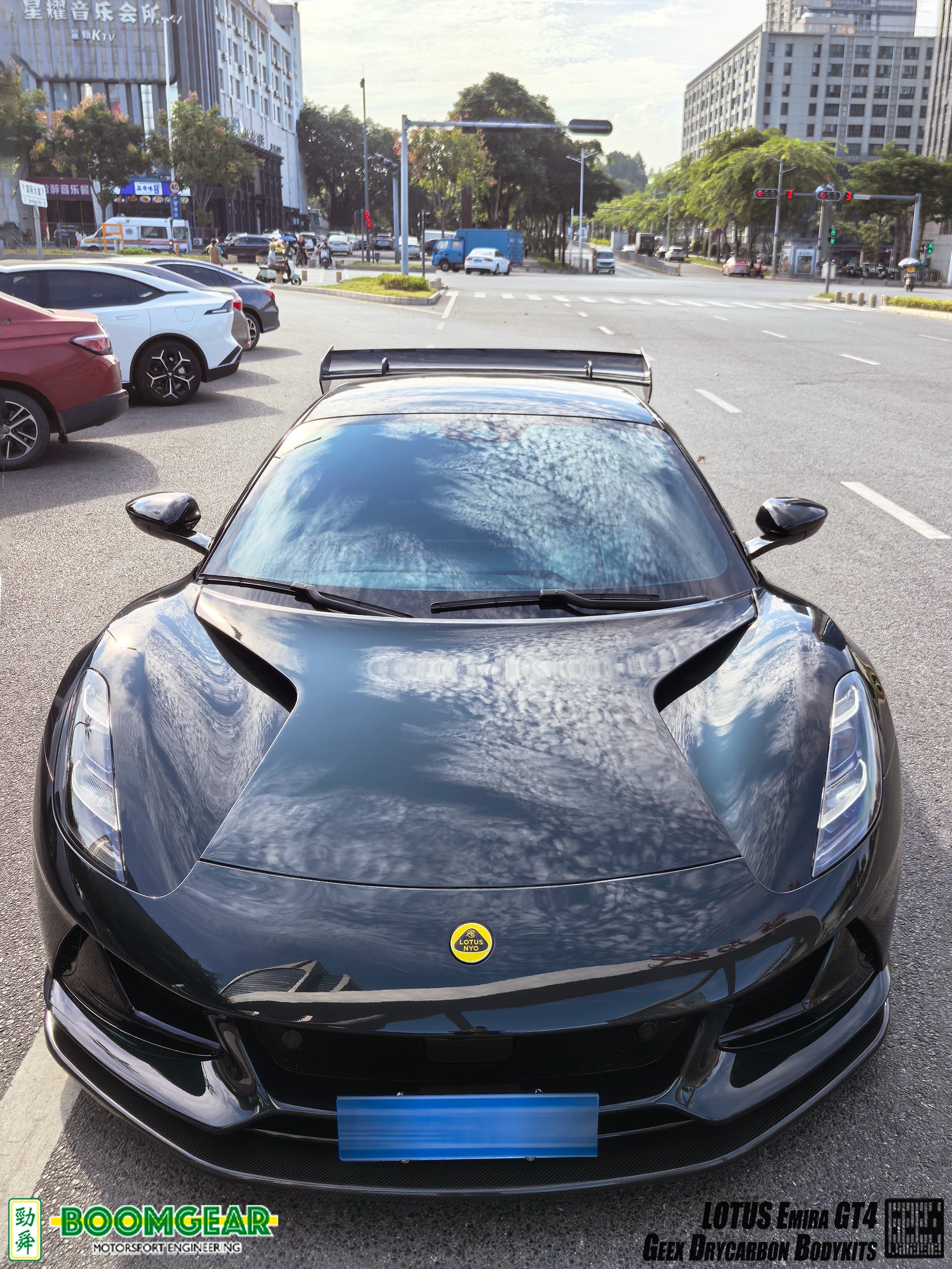 Lotus Emira 3.6 V6 2.0 Four-cylinder 2022-ON with Aftermarket Parts - GT4 Style Front Lip Carbon Fiber from Geex Village