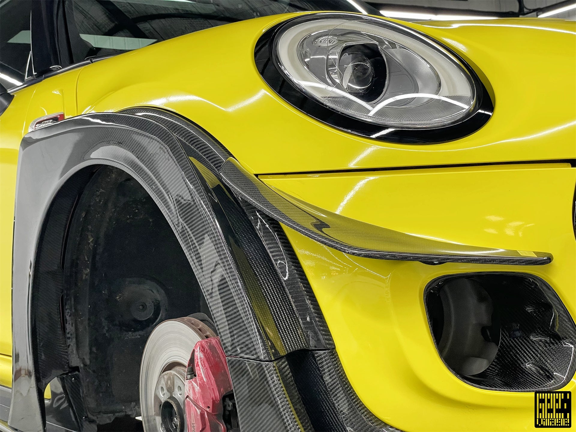 MINI Cooper JCW (John Cooper Works) S Base F56 LCI 2022-ON with Aftermarket Parts - Fog Light Bezel Carbon Fiber/FRP from Geex Village