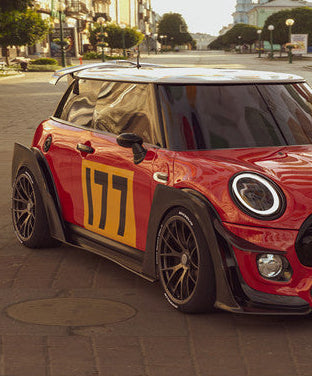 MINI Cooper JCW (John Cooper Works) S Base F56 LCI 2022-ON with Aftermarket Parts - Widebody Front Canards , Wheel Arches, and Rear Canards Carbon Fiber/FRP from Geex Village