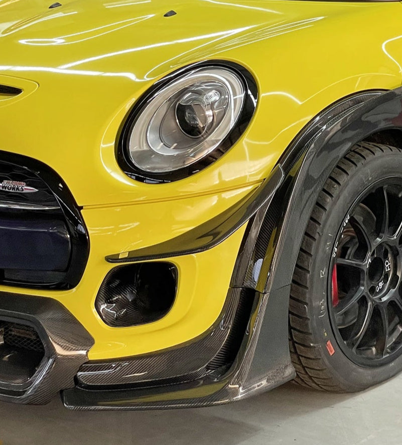 MINI Cooper JCW (John Cooper Works) S Base F56 LCI 2022-ON with Aftermarket Parts - Front Canards Carbon Fiber/FRP from Geex Village