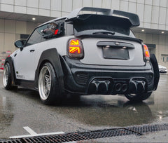 MINI Cooper JCW (John Cooper Works) S Base F56 LCI 2022-ON with Aftermarket Parts - Widebody Front Canards , Wheel Arches, and Rear Canards Carbon Fiber/FRP from Geex Village