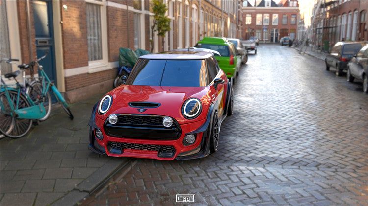 MINI Cooper JCW (John Cooper Works) S Base F56 LCI 2022-ON with Aftermarket Parts - Front Lip Carbon Fiber/FRP from Geex Village