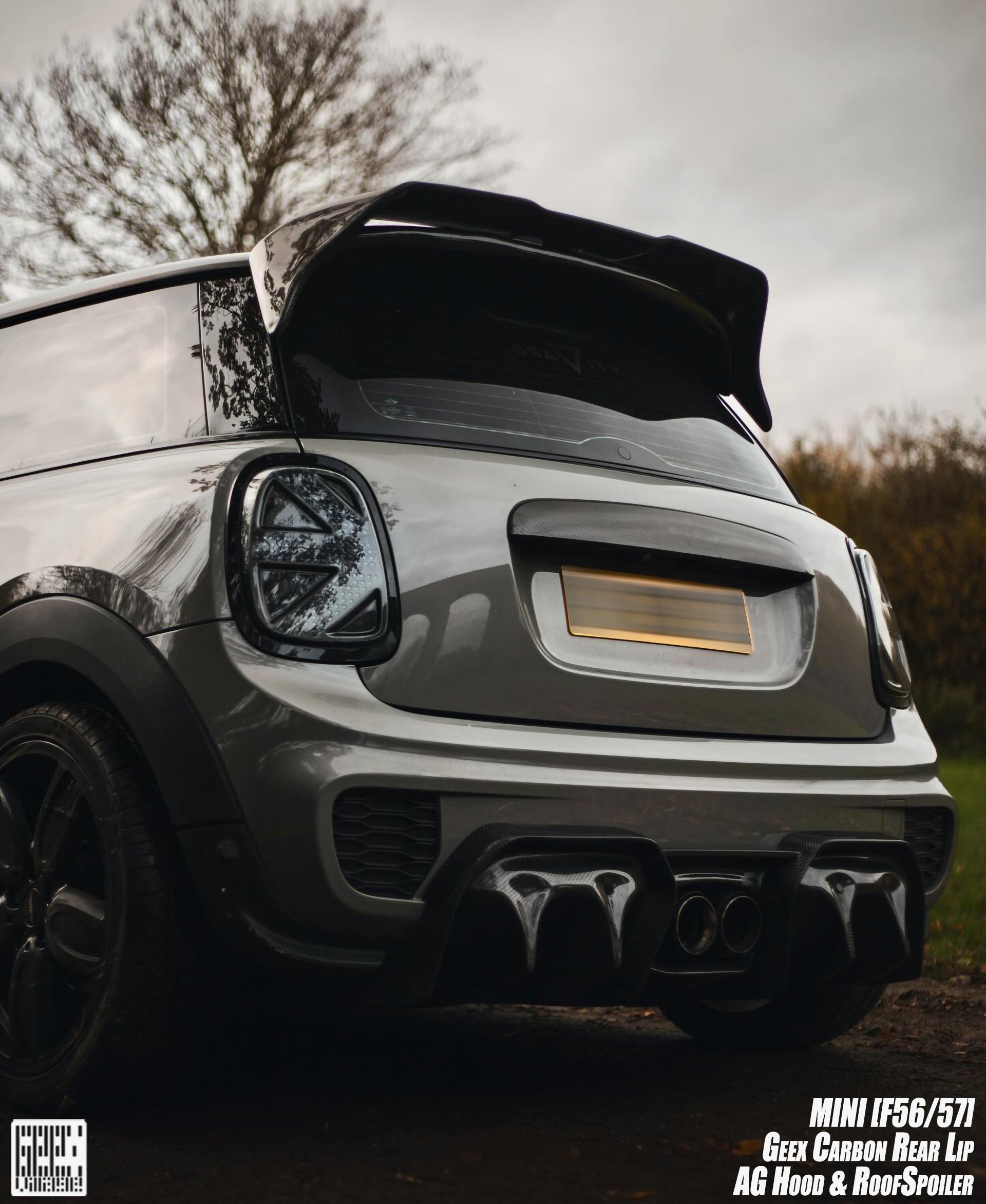 MINI Cooper JCW (John Cooper Works) S Base F56 LCI 2022-ON with Aftermarket Parts - Rear Diffuser Carbon Fiber/FRP from Geex Village