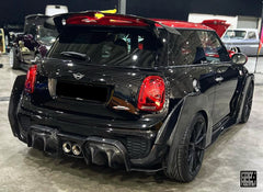 MINI Cooper JCW (John Cooper Works) S Base F56 LCI 2022-ON with Aftermarket Parts - Widebody Front Canards , Wheel Arches, and Rear Canards Carbon Fiber/FRP from Geex Village
