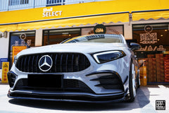 Mercedes Benz A-Class A220 (with sport-package bumper) /A35 /A35L W177 V177 2019-ON with Aftermarket Parts - Punkt Style Front Lip Carbon Fiber from Geex Village
